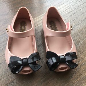 Mini Melissa Toddler Girl Pink Bow Shoes - Sz 5